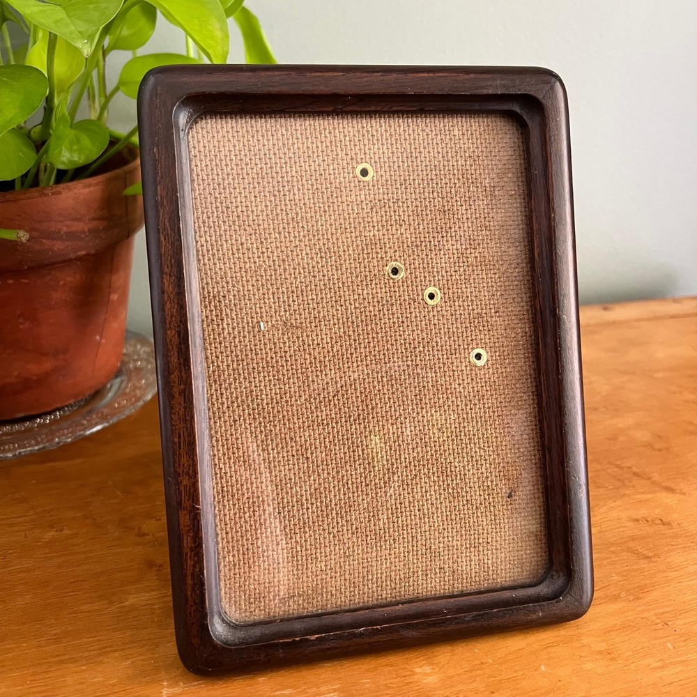 Vintage Solid Dark Wood Picture Frame 8x6 Rounded Corners Easel Back MCM